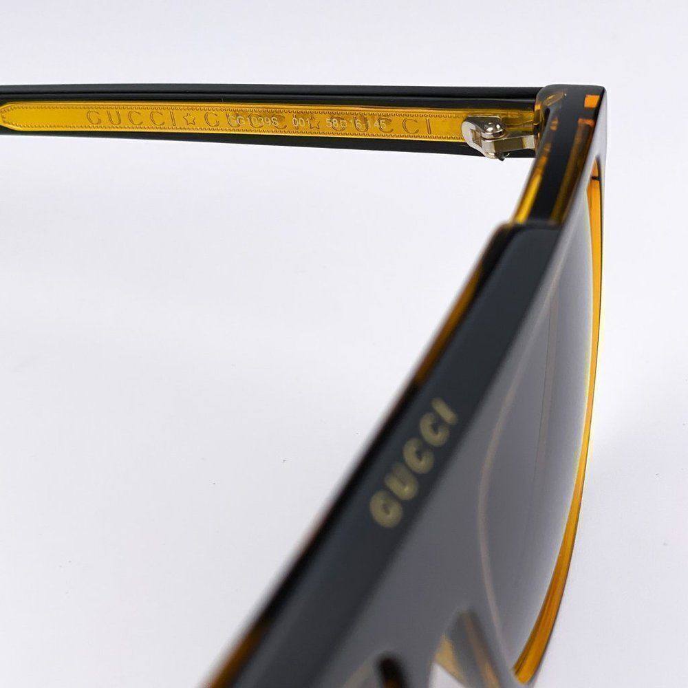 NEW GUCCI GG1039S 001 Black/Yellow Gray Aviator Plastic Men Sunglasses - Picture 7 of 13